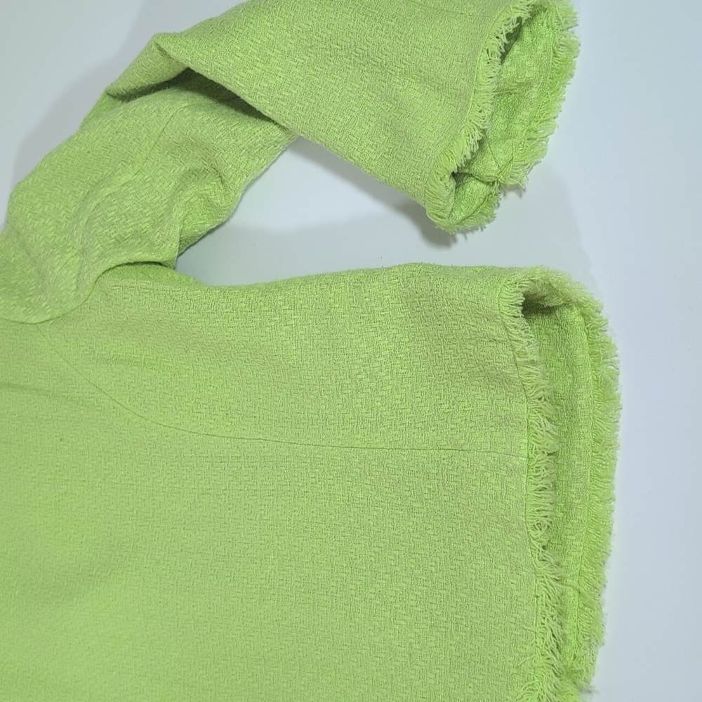 SilkLand Vibrant Green Frayed Vintage Blazer Size 10P - Picture 6 of 7